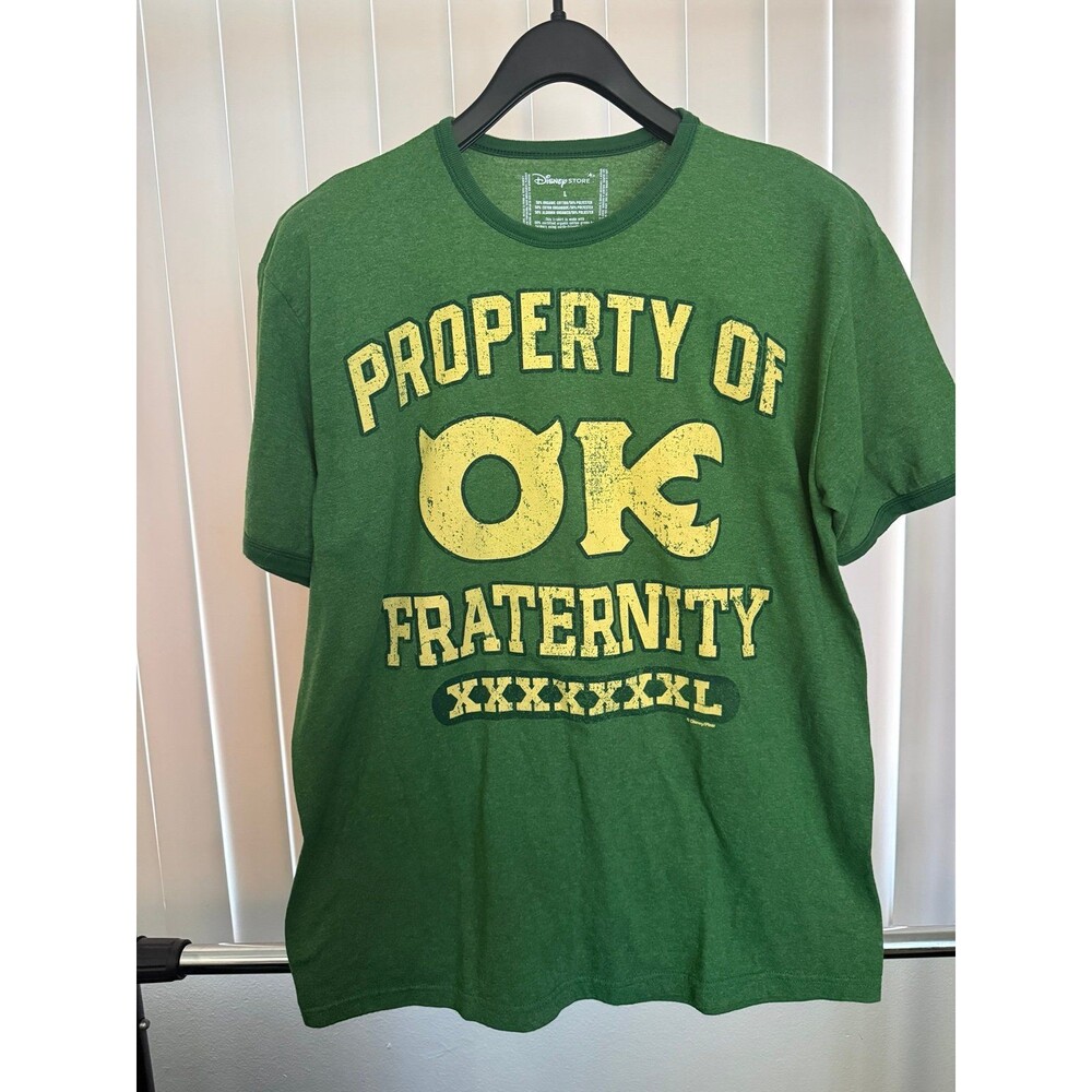 Men’s Disney Store Monsters University OK Fraternity Green Shirt Size Large